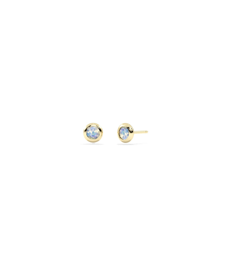 Birthstone Solitaire Bezel Set Stud Earring - 79e | Everyday 14K Gold Jewelry