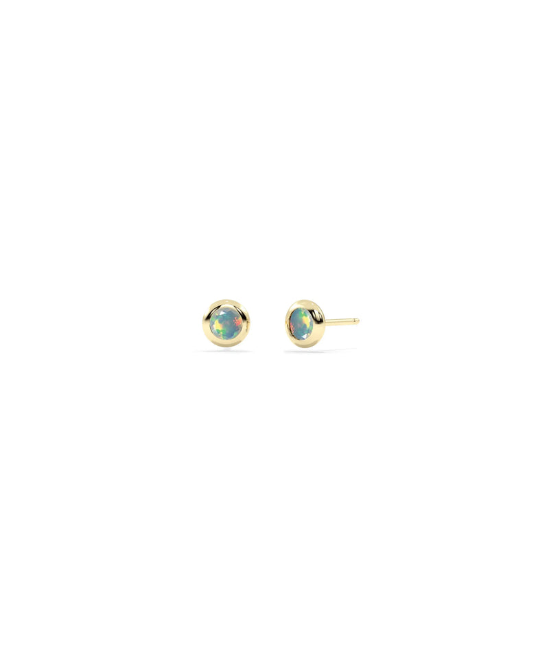 Birthstone Solitaire Bezel Set Stud Earring - 79e | Everyday 14K Gold Jewelry