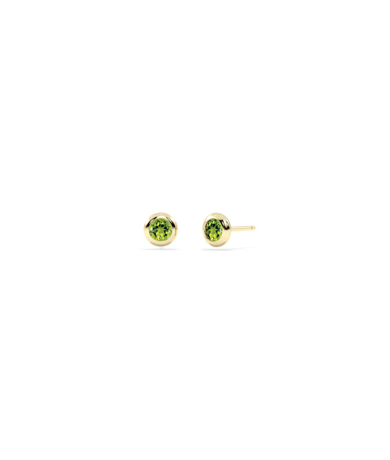 Birthstone Solitaire Bezel Set Stud Earring - 79e | Everyday 14K Gold Jewelry