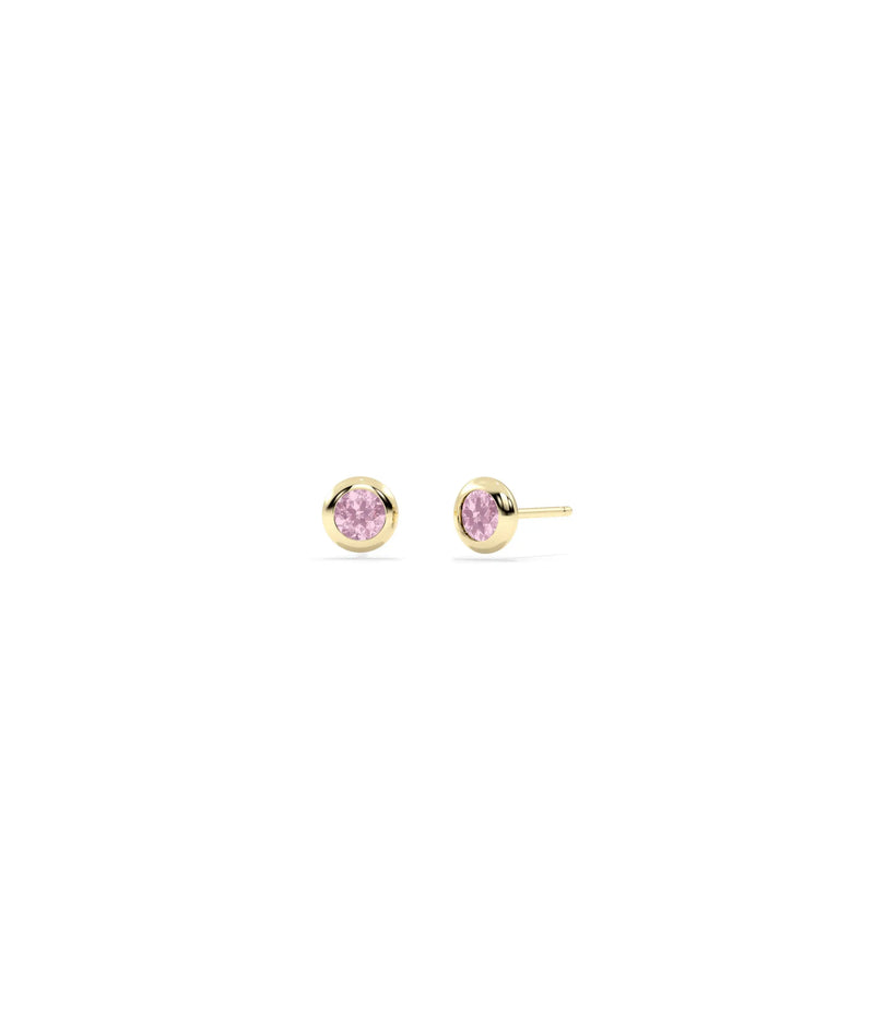 Birthstone Solitaire Bezel Set Stud Earring - 79e | Everyday 14K Gold Jewelry