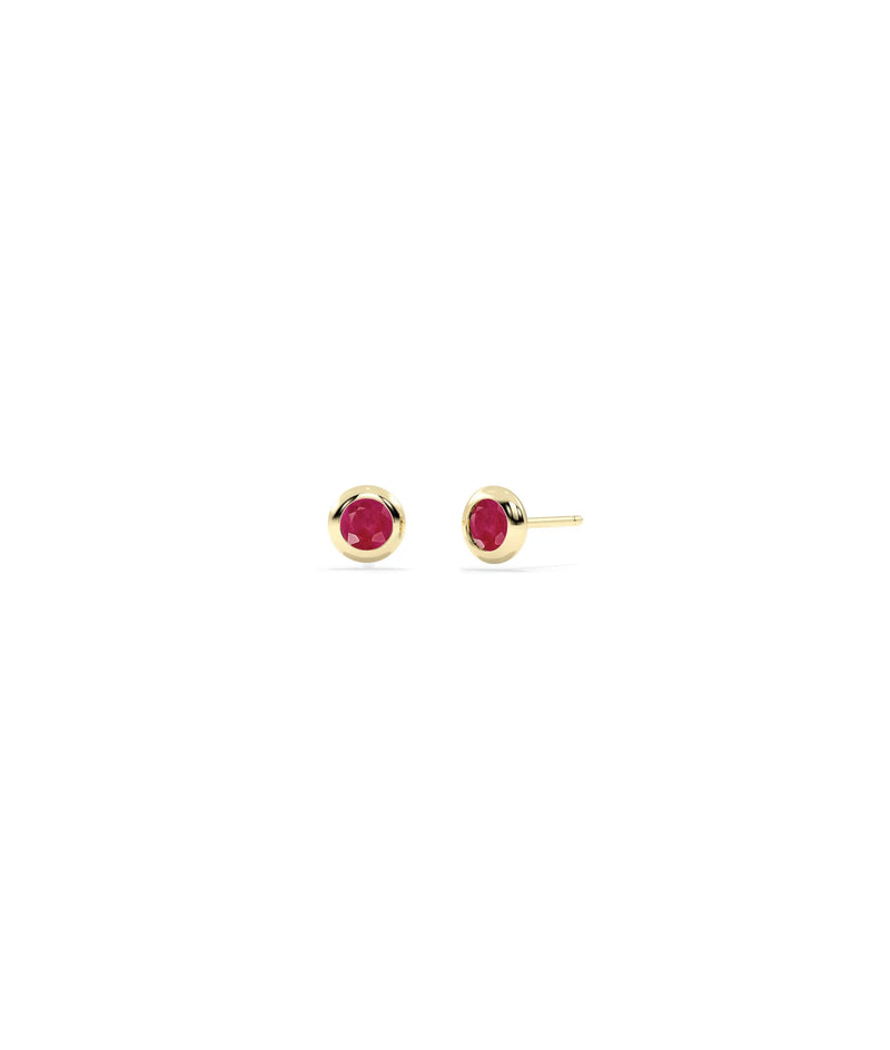 Birthstone Solitaire Bezel Set Stud Earring - 79e | Everyday 14K Gold Jewelry