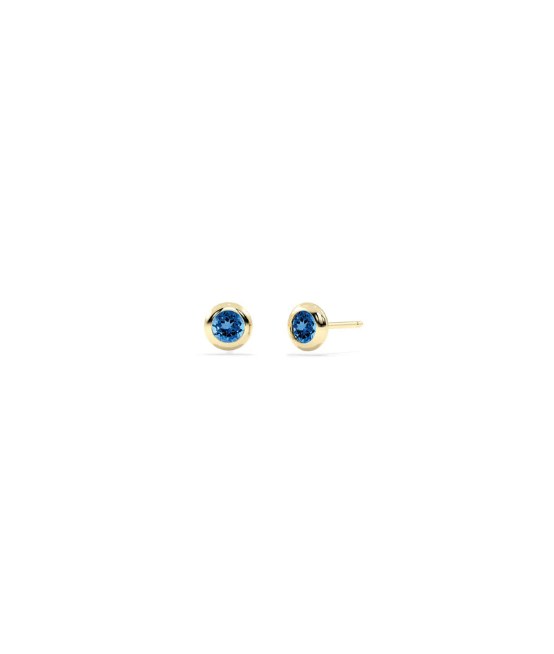 Birthstone Solitaire Bezel Set Stud Earring - 79e | Everyday 14K Gold Jewelry