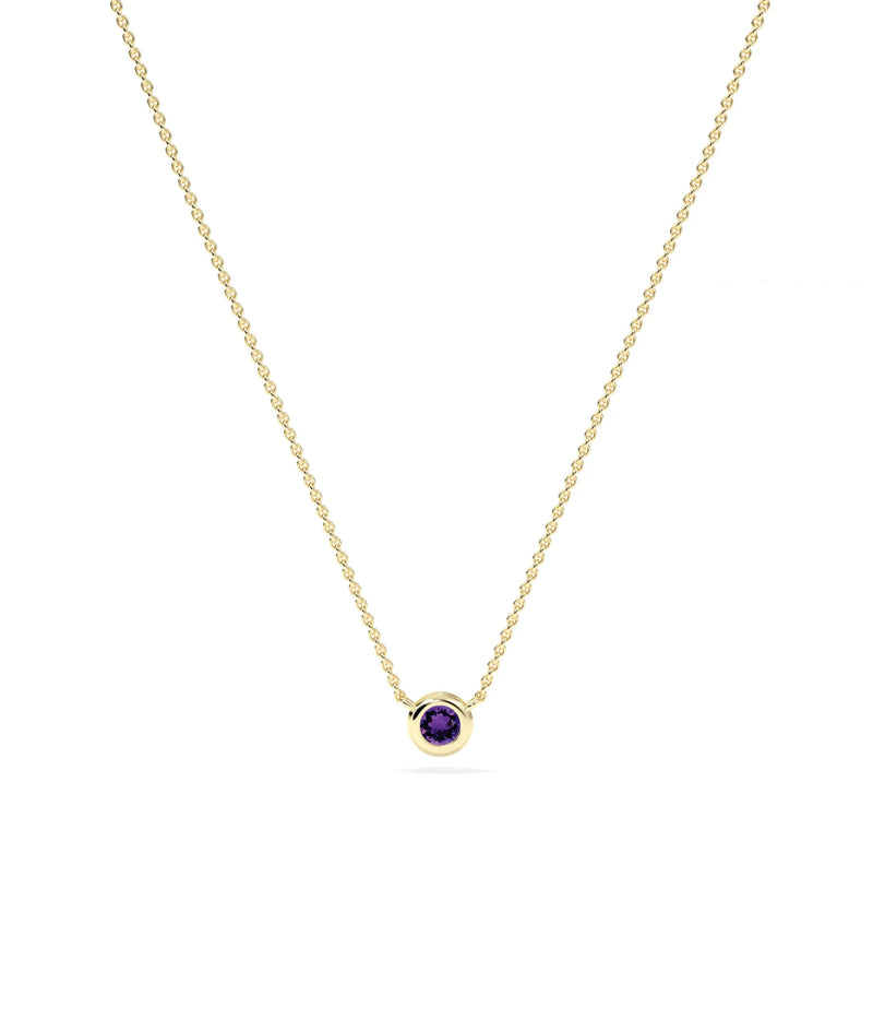 Birthstone Solitaire Bezel Set Necklace - 79e | Everyday 14K Gold Jewelry