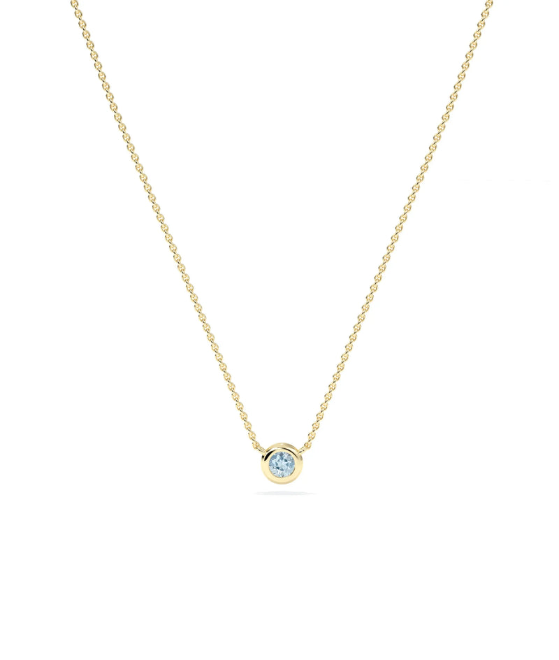 Birthstone Solitaire Bezel Set Necklace - 79e | Everyday 14K Gold Jewelry
