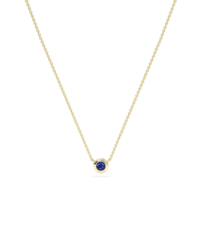Birthstone Solitaire Bezel Set Necklace - 79e | Everyday 14K Gold Jewelry