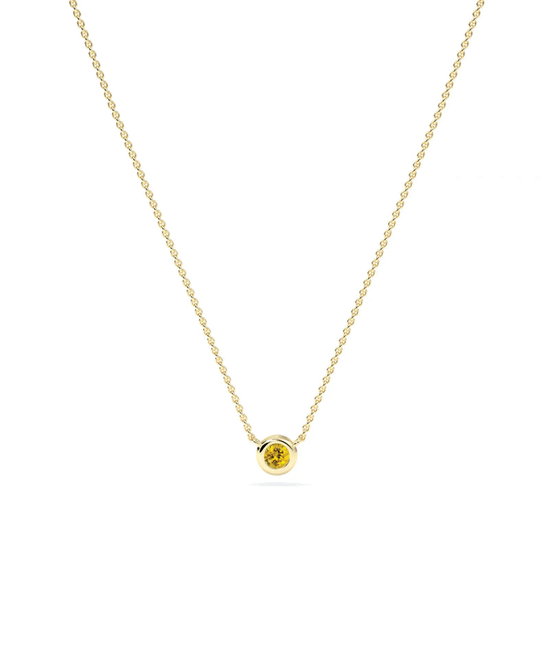 Birthstone Solitaire Bezel Set Necklace - 79e | Everyday 14K Gold Jewelry