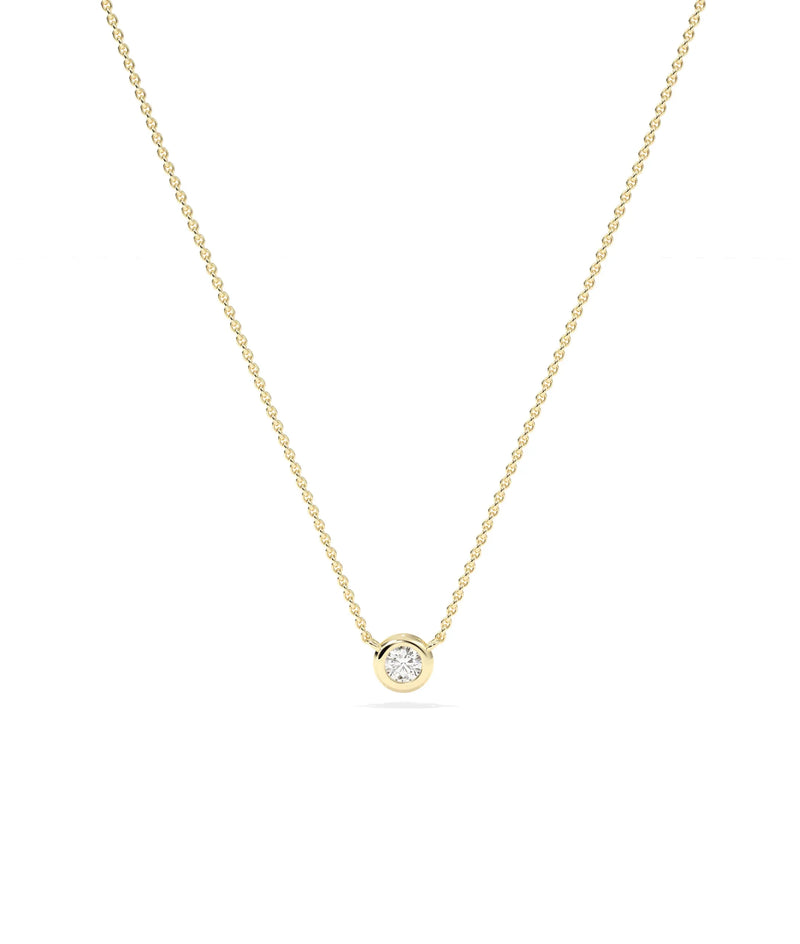 Birthstone Solitaire Bezel Set Necklace - 79e | Everyday 14K Gold Jewelry