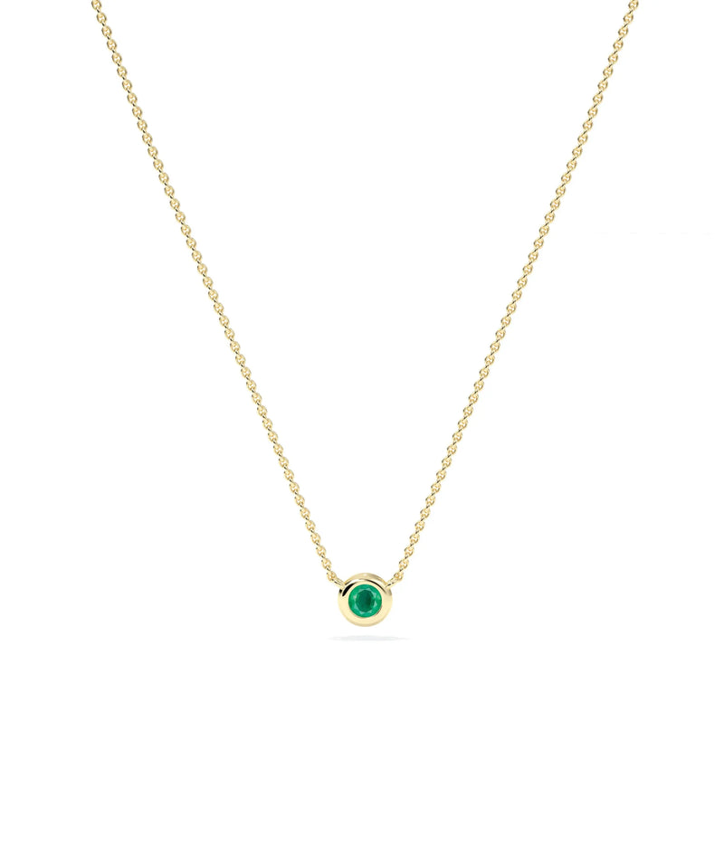 Birthstone Solitaire Bezel Set Necklace - 79e | Everyday 14K Gold Jewelry