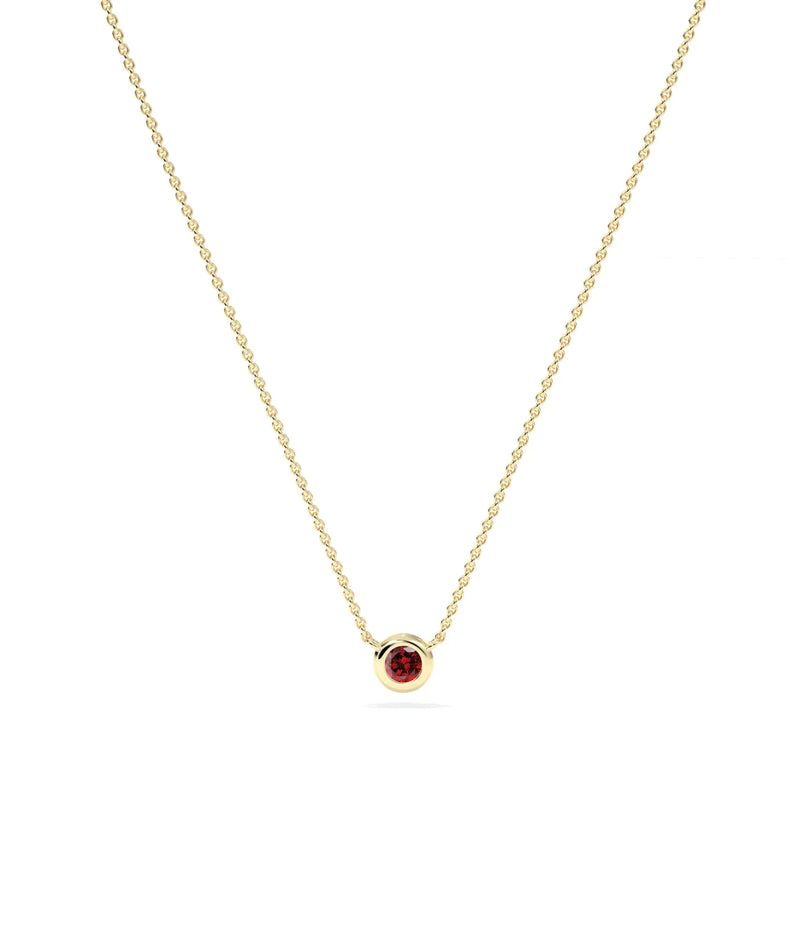 Birthstone Solitaire Bezel Set Necklace - 79e | Everyday 14K Gold Jewelry