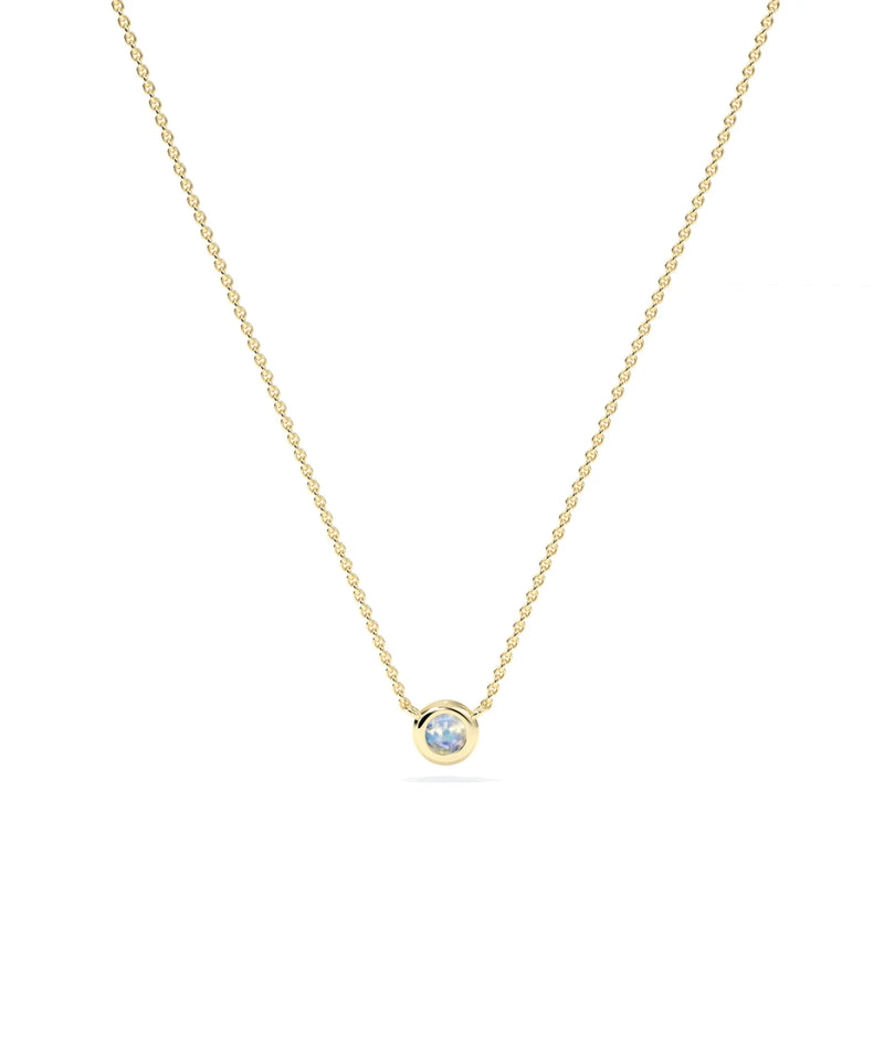 Birthstone Solitaire Bezel Set Necklace - 79e | Everyday 14K Gold Jewelry