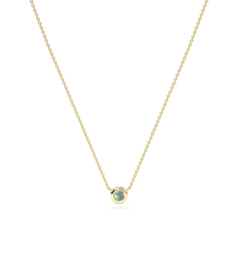 Birthstone Solitaire Bezel Set Necklace - 79e | Everyday 14K Gold Jewelry