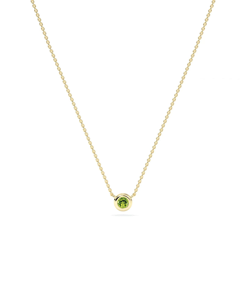 Birthstone Solitaire Bezel Set Necklace - 79e | Everyday 14K Gold Jewelry