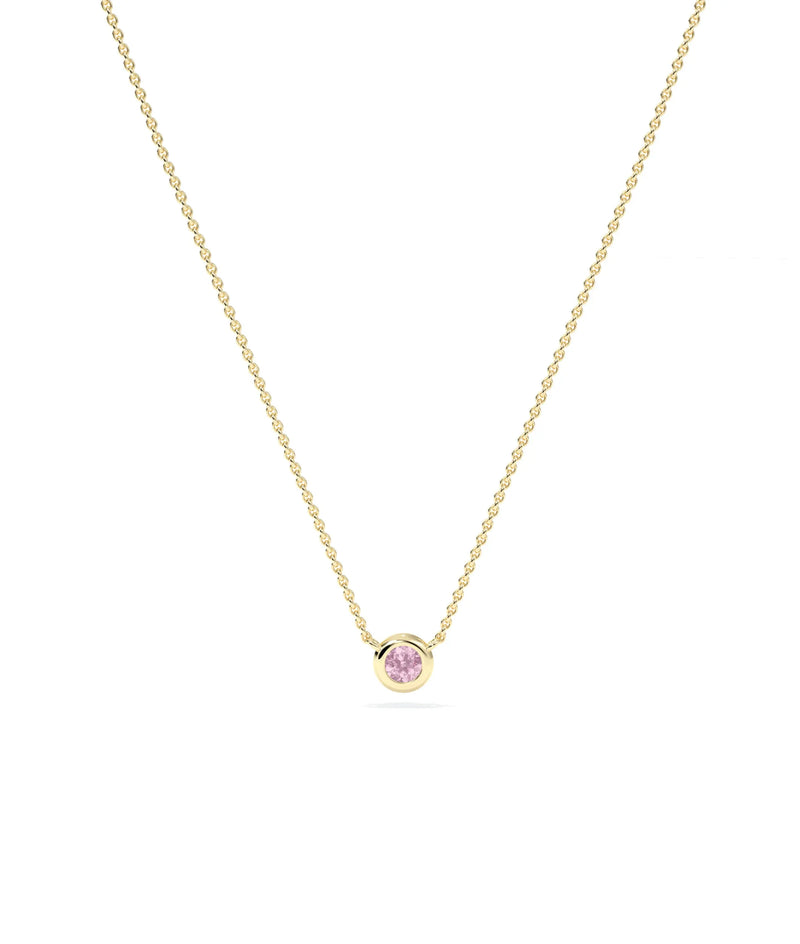 Birthstone Solitaire Bezel Set Necklace - 79e | Everyday 14K Gold Jewelry