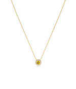 Birthstone and Diamond Halo Necklace - 79e | Everyday 14K Gold Jewelry
