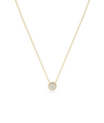 Birthstone and Diamond Halo Necklace - 79e | Everyday 14K Gold Jewelry