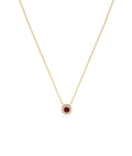 Birthstone & Diamond Halo Necklace