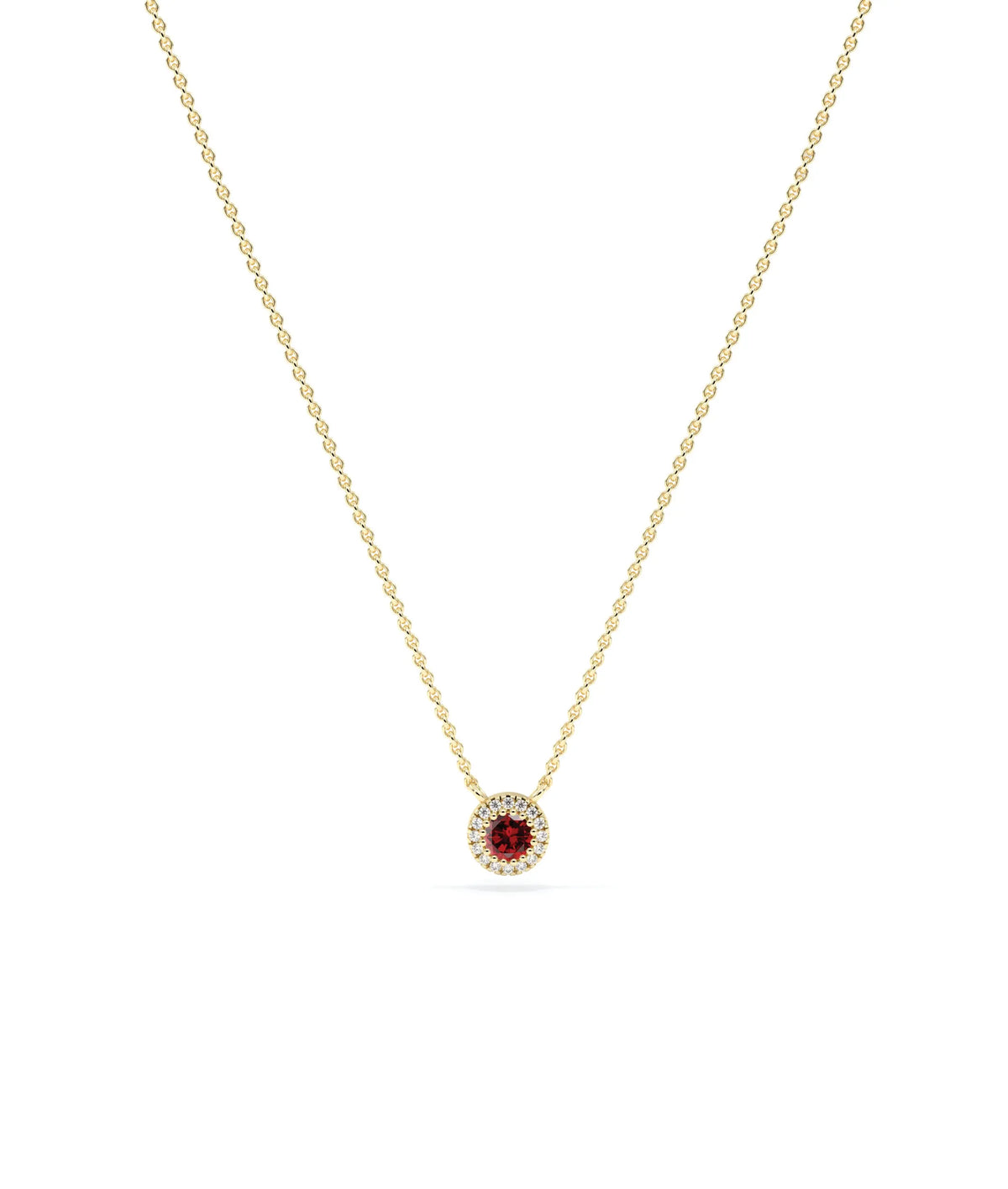 Birthstone and Diamond Halo Necklace - 79e | Everyday 14K Gold Jewelry