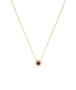 Birthstone and Diamond Halo Necklace - 79e | Everyday 14K Gold Jewelry