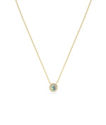 Birthstone and Diamond Halo Necklace - 79e | Everyday 14K Gold Jewelry