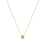 Birthstone and Diamond Halo Necklace - 79e | Everyday 14K Gold Jewelry
