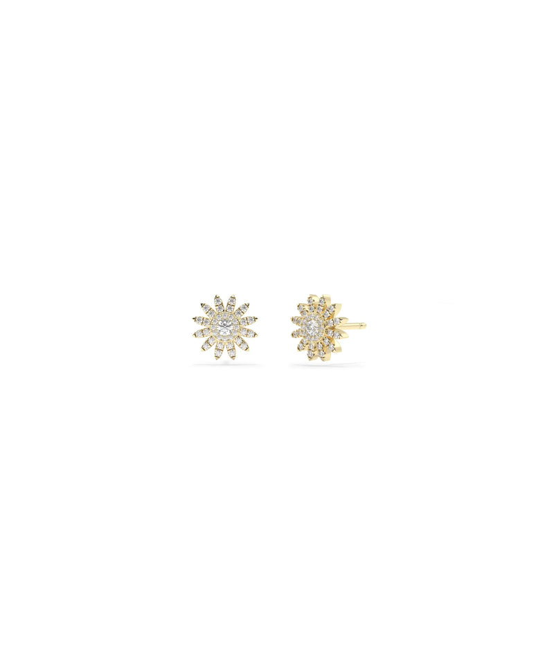 Birthstone and Diamond Flower Stud Earrings - 79e | Everyday 14K Gold Jewelry