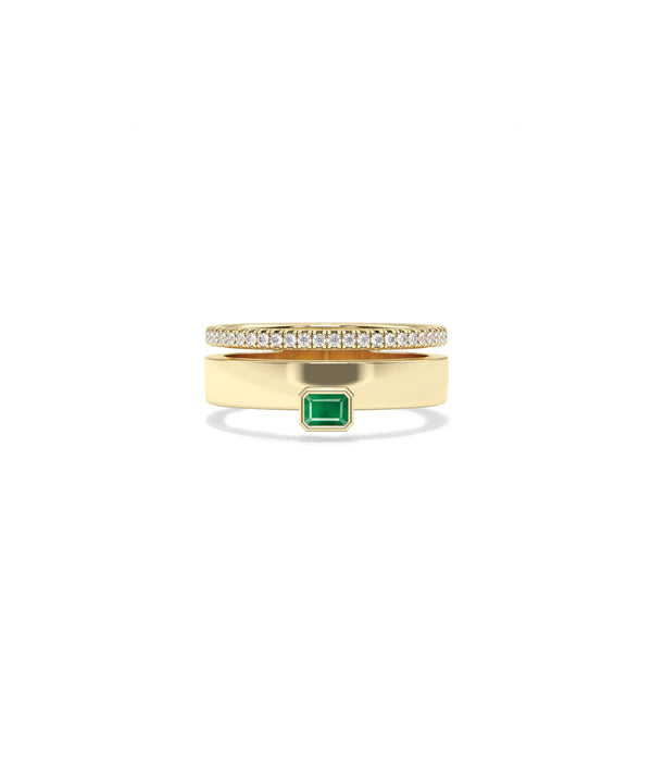 Birthstone and Diamond Band Ring - 79e | Everyday 14K Gold Jewelry alternate view