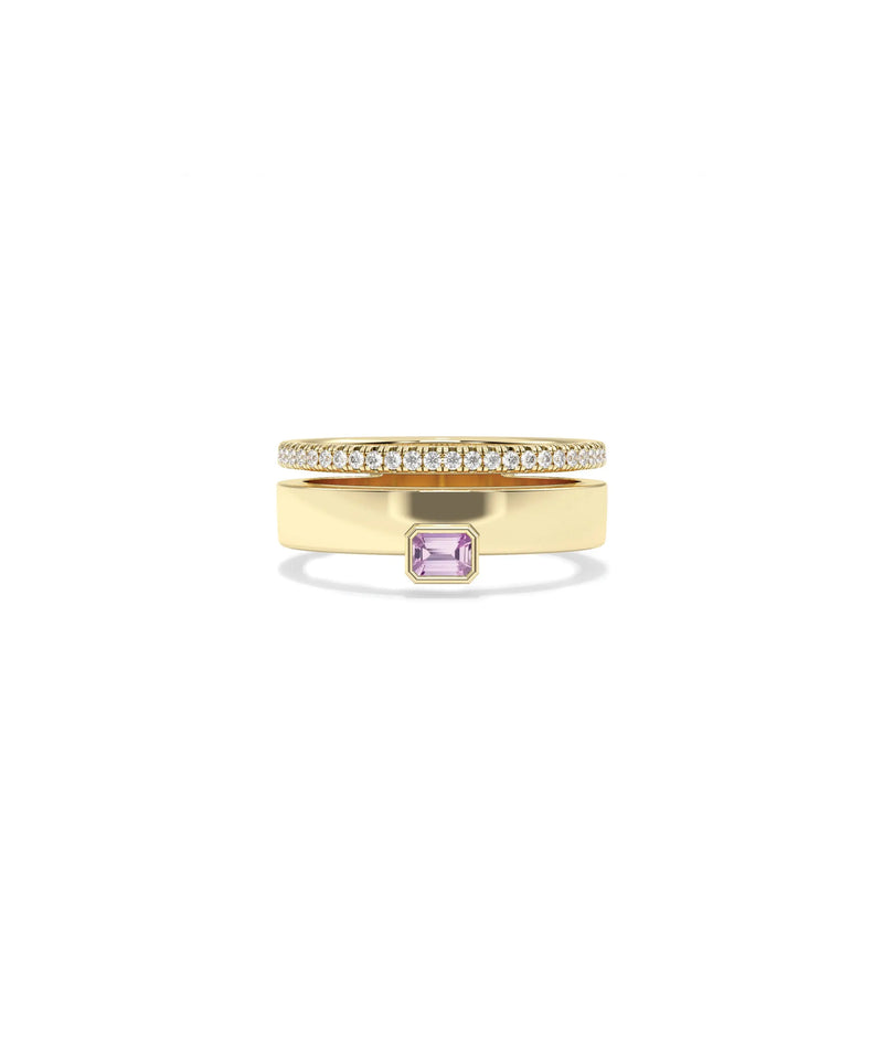 Birthstone and Diamond Band Ring - 79e | Everyday 14K Gold Jewelry