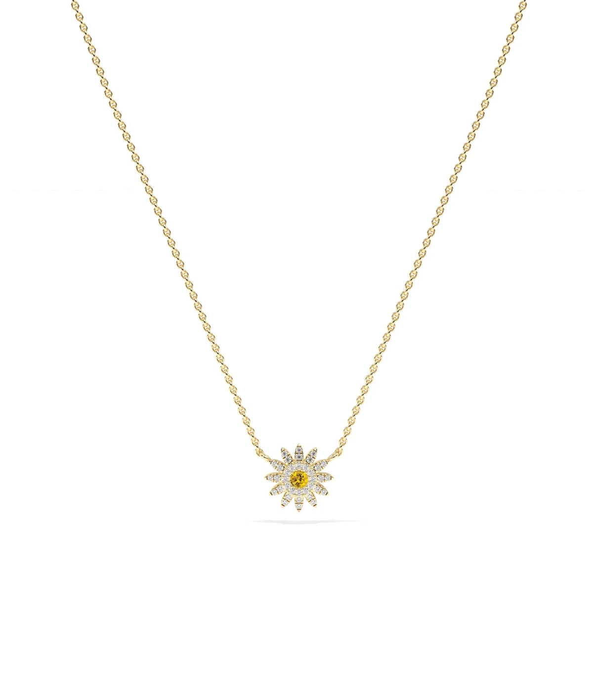 Birthstone and Diamond Flower Necklace - 79e | Everyday 14K Gold Jewelry