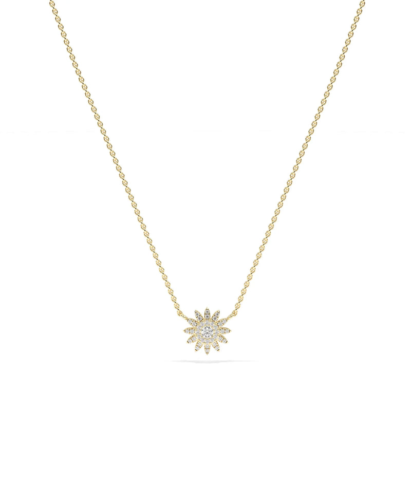 Birthstone and Diamond Flower Necklace - 79e | Everyday 14K Gold Jewelry