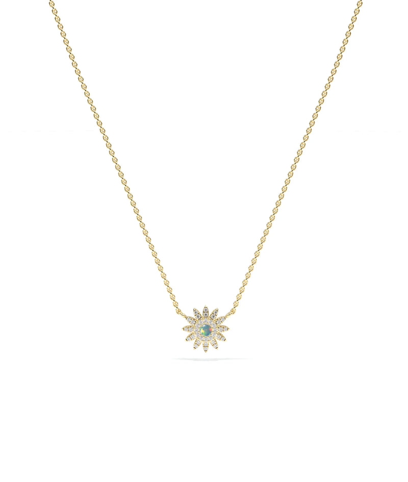 Birthstone and Diamond Flower Necklace - 79e | Everyday 14K Gold Jewelry