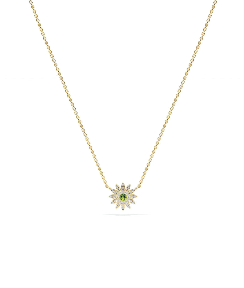 Birthstone and Diamond Flower Necklace - 79e | Everyday 14K Gold Jewelry
