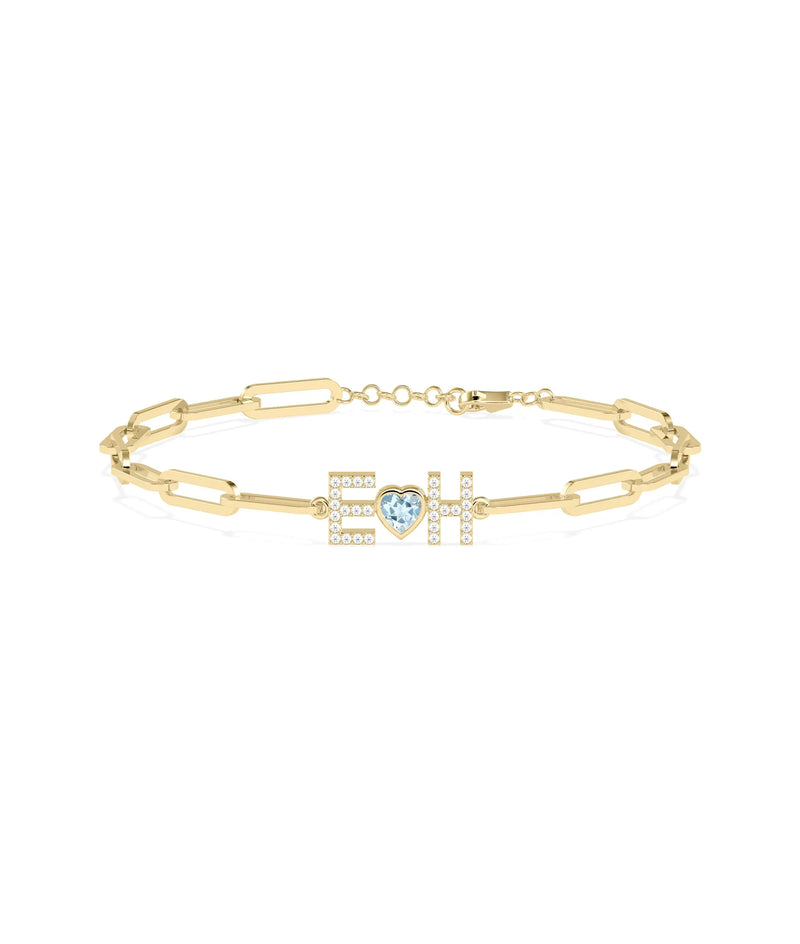 Birthstone and Diamond Initial Bracelet - 79e | Everyday 14K Gold Jewelry