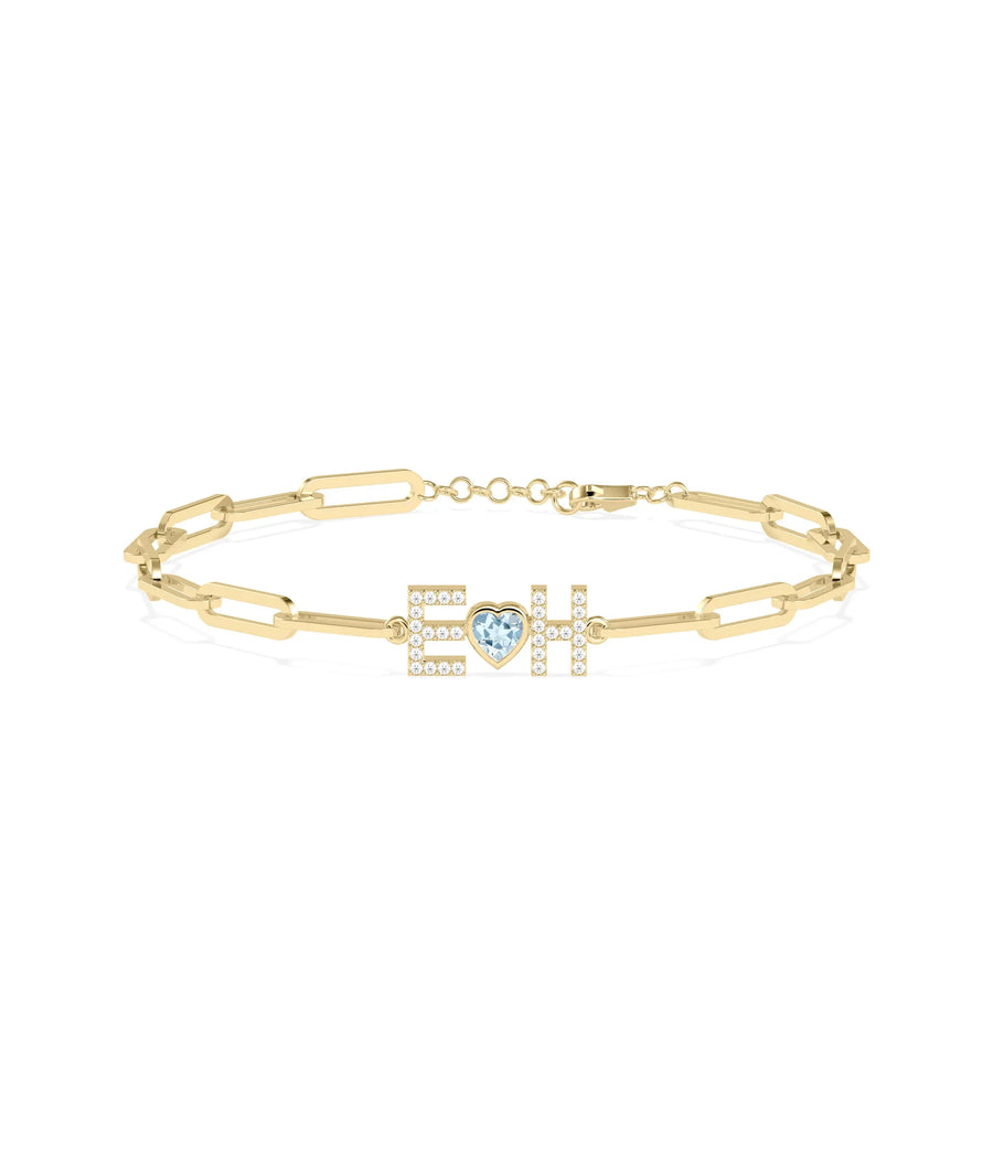 Birthstone and Diamond Initial Bracelet - 79e | Everyday 14K Gold Jewelry