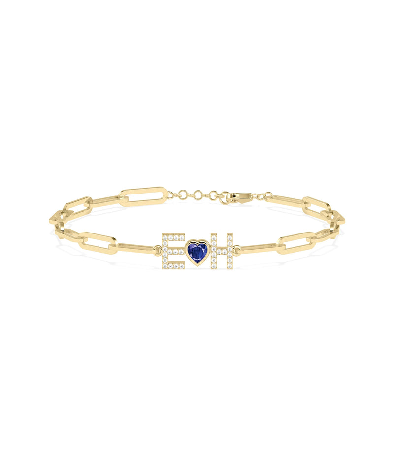 Birthstone and Diamond Initial Bracelet - 79e | Everyday 14K Gold Jewelry