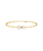 Birthstone and Diamond Initial Bracelet - 79e | Everyday 14K Gold Jewelry