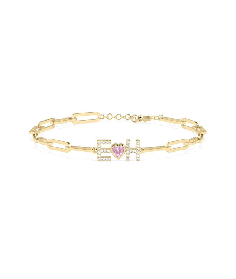 Birthstone and Diamond Initial Bracelet - 79e | Everyday 14K Gold Jewelry