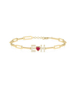 Birthstone and Diamond Initial Bracelet - 79e | Everyday 14K Gold Jewelry