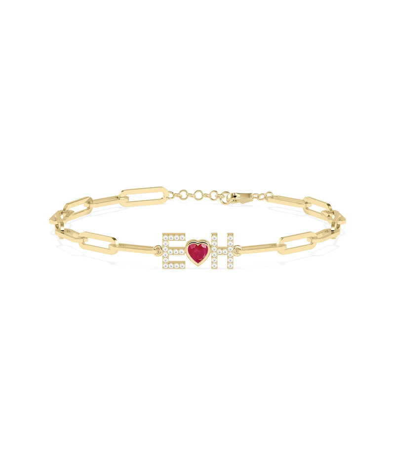 Birthstone and Diamond Initial Bracelet - 79e | Everyday 14K Gold Jewelry