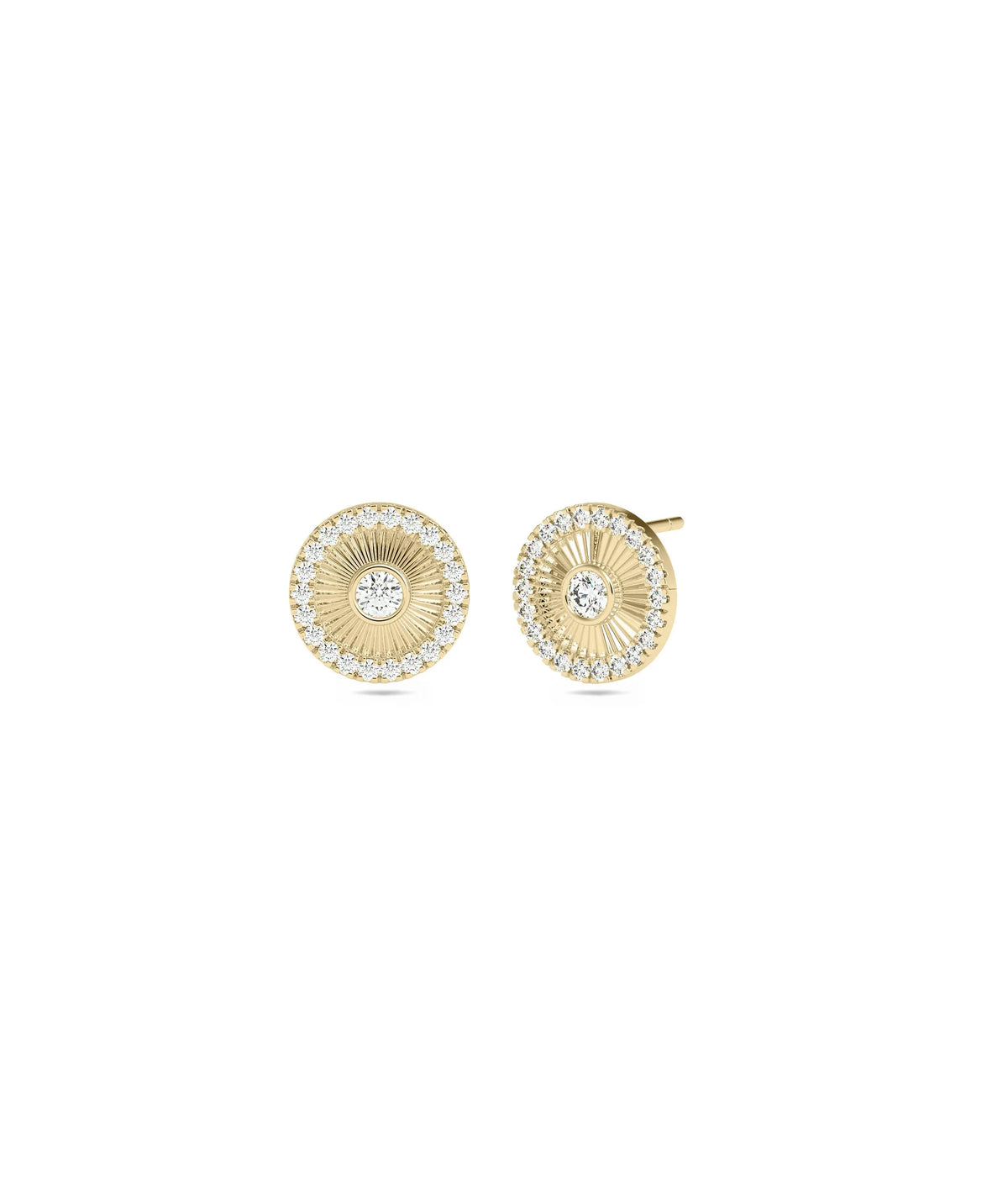 Diamond and Birthstone Halo Disc Stud Earring - 79e | Everyday 14K Gold Jewelry