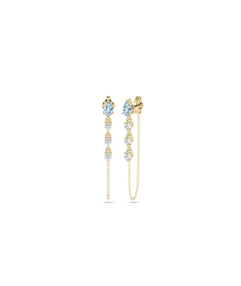 Diamond and Birthstone Dangle Earrings - 79e | Everyday 14K Gold Jewelry