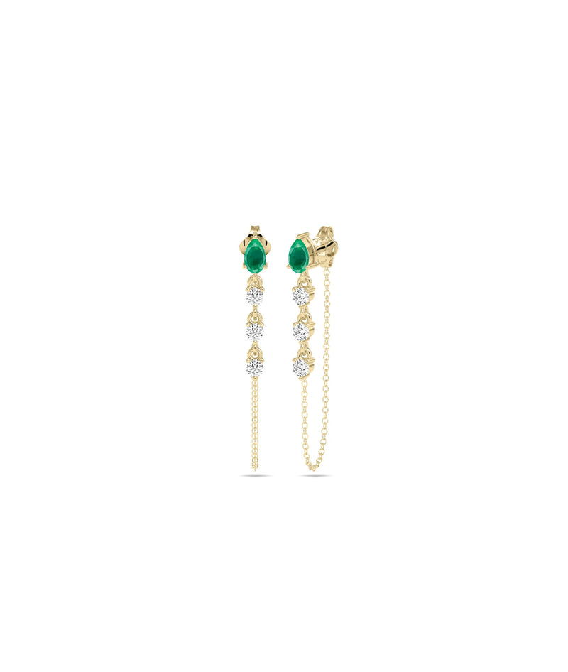 Diamond and Birthstone Dangle Earrings - 79e | Everyday 14K Gold Jewelry