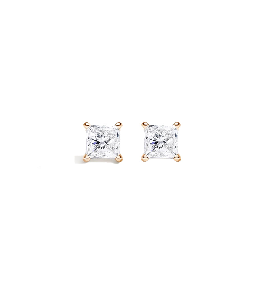 Classic Princess Cut Diamond Stud Earrings