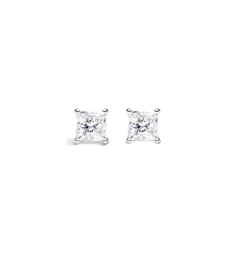 Classic Princess Cut Diamond Stud Earrings