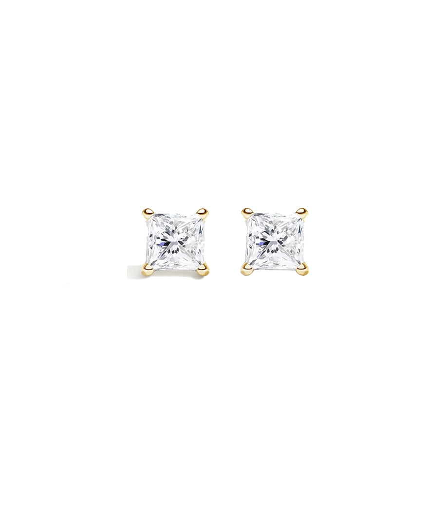 Classic Princess Cut Diamond Stud Earrings