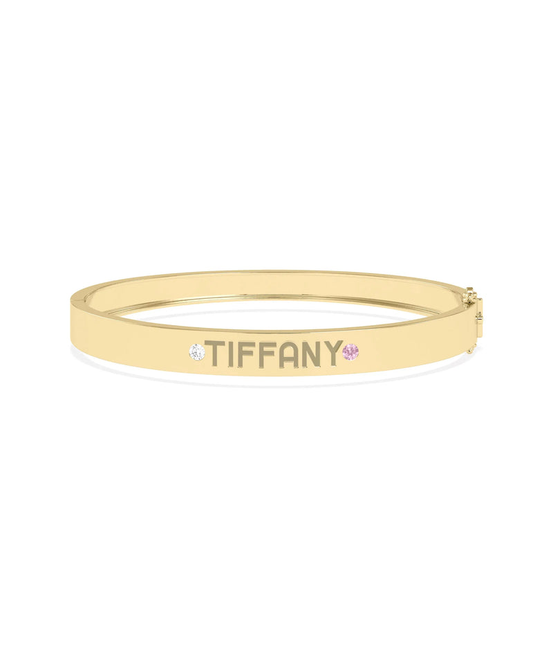 Birthstone and Diamond Engravable Bangle - 79e | Everyday 14K Gold Jewelry