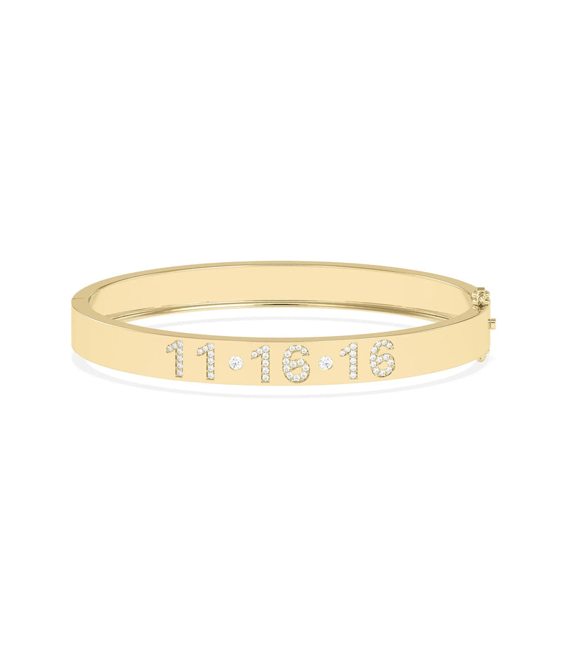 Custom Diamond Date and Birthstone Bangle - 79e | Everyday 14K Gold Jewelry
