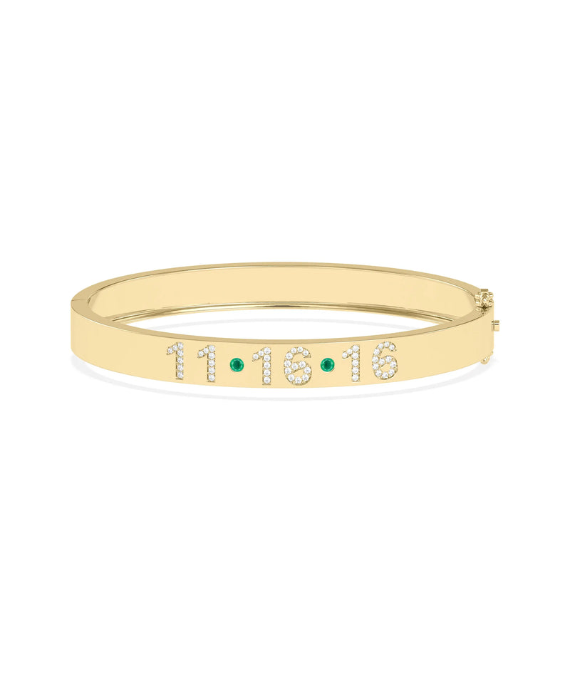 Custom Diamond Date and Birthstone Bangle - 79e | Everyday 14K Gold Jewelry
