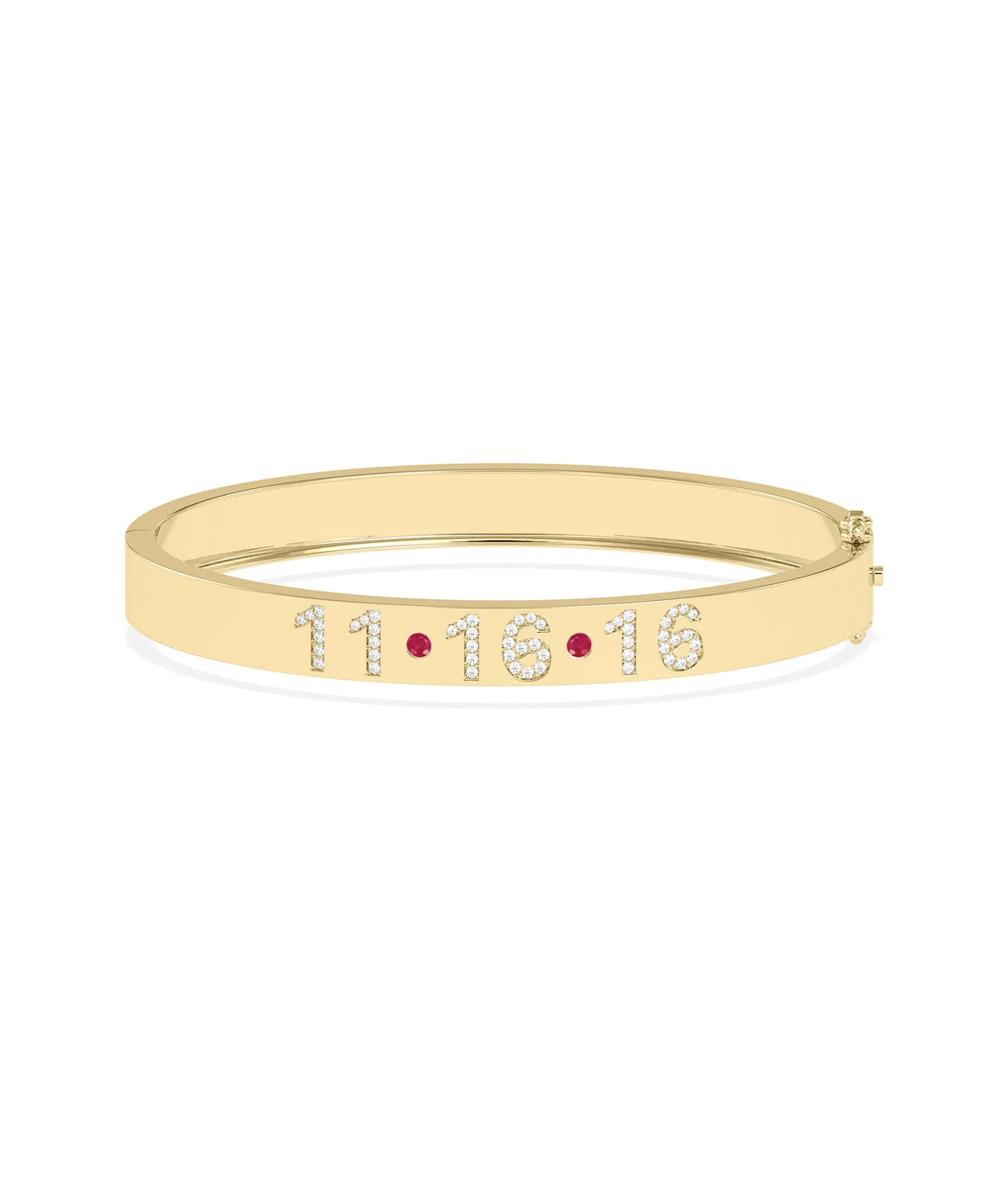 Custom Diamond Date and Birthstone Bangle - 79e | Everyday 14K Gold Jewelry