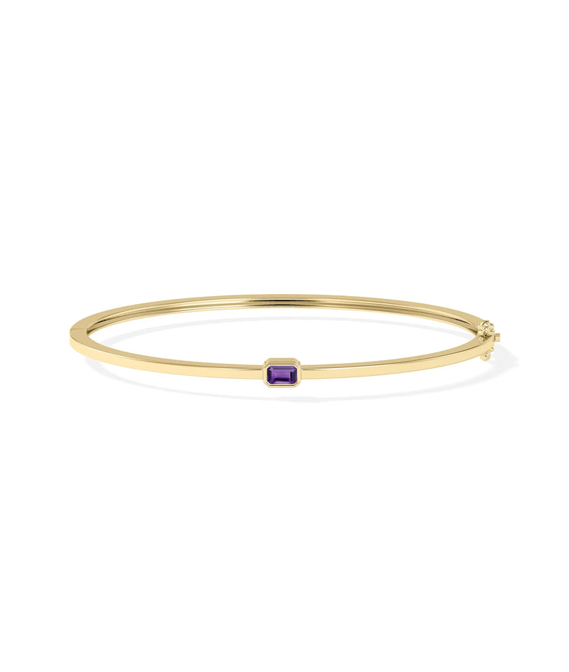 Birthstone Bezel Set Bangle - 79e | Everyday 14K Gold Jewelry