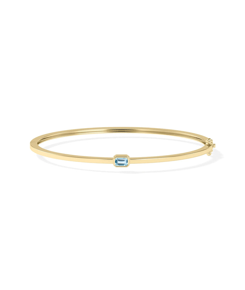 Birthstone Bezel Set Bangle - 79e | Everyday 14K Gold Jewelry